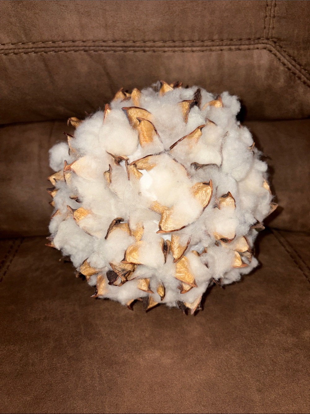 Decorative Cotton Orb Ball - White and Tan